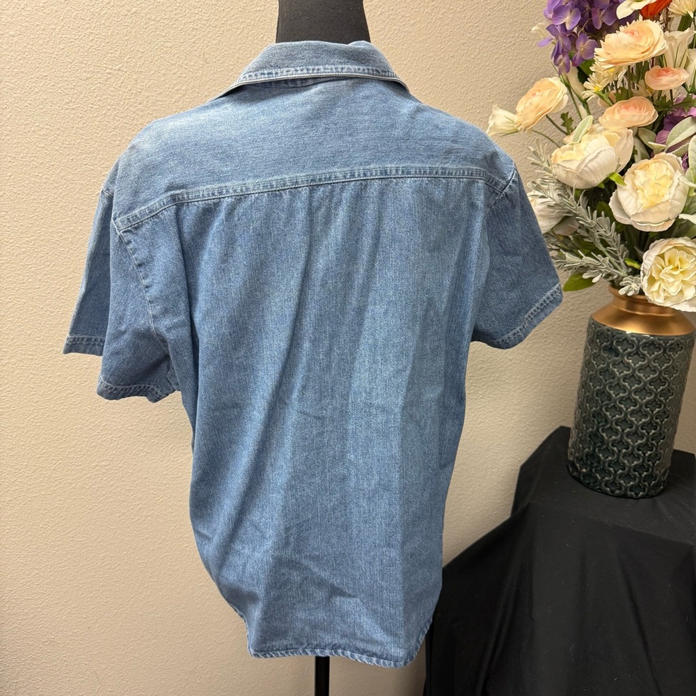 Vivaldi Jeanswear Floral Embroidered Denim Button Down Shirt Large Vintage - Picture 4 of 8